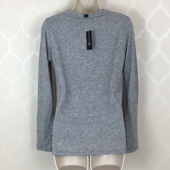 INC GRAY LACE UP SCOOP NECK TOP - Picture 5 of 7